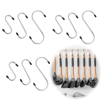 3件/4件/5件多规格S 型多功能挂勾 适用于厨房收纳、阳台挂物、车库工具整理的防滑 S 型挂钩 解决空间利用与物品悬挂需求的实用收纳工具