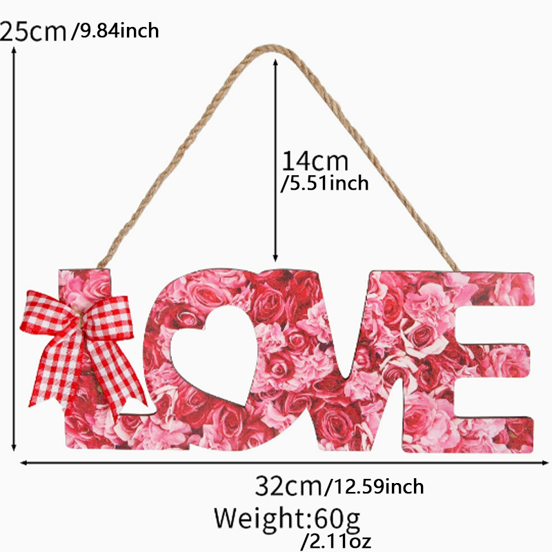 4件爱情主题 LOVE 挂饰 用于情人节家居布置 多款浪漫图案设计 为空间注入甜蜜氛围，打造节日仪式感