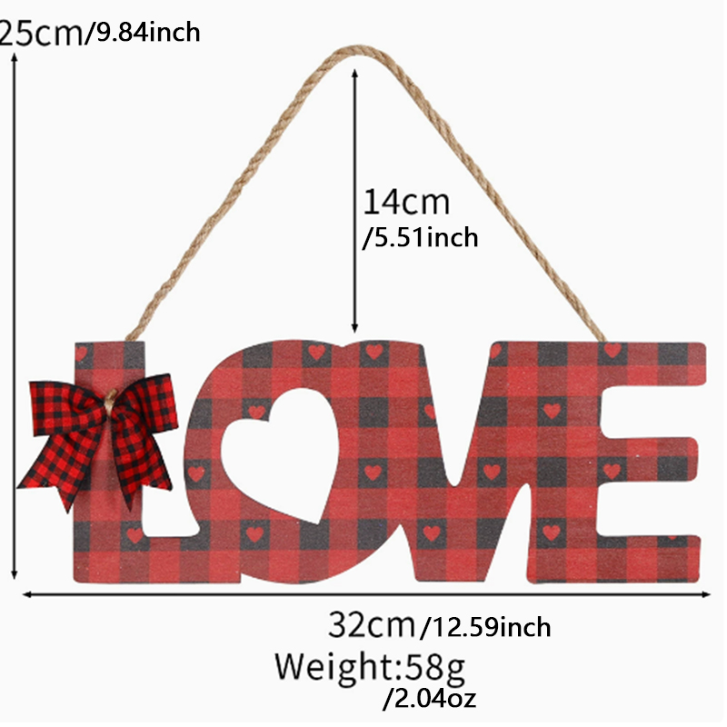 4件爱情主题 LOVE 挂饰 用于情人节家居布置 多款浪漫图案设计 为空间注入甜蜜氛围，打造节日仪式感