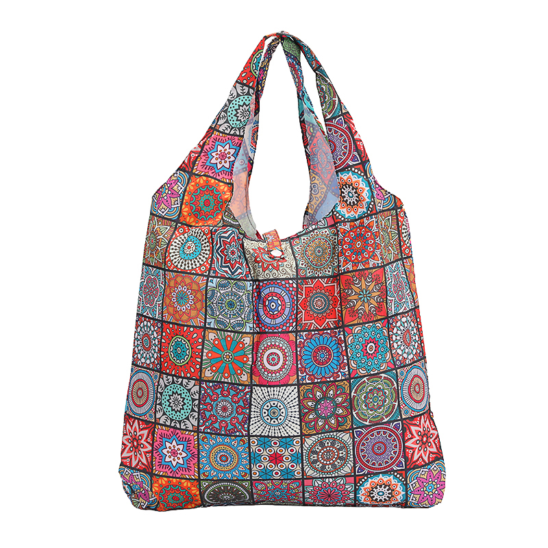 A multi-style ethnic style printing foldable shopping bag environmentally friendly portable foldable mini easy-to-store shopping/travel/market multi-scene adaptation face and practical practice green life