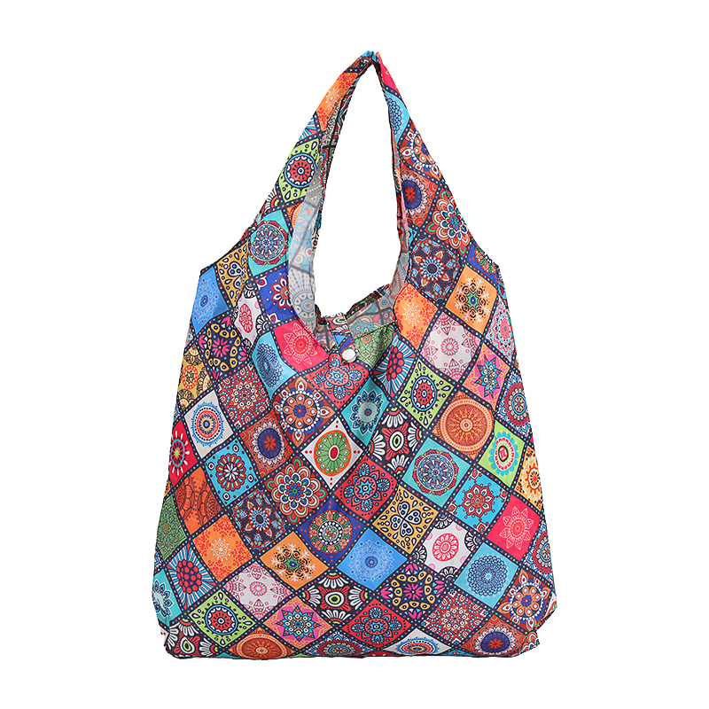 A multi-style ethnic style printing foldable shopping bag environmentally friendly portable foldable mini easy-to-store shopping/travel/market multi-scene adaptation face and practical practice green life