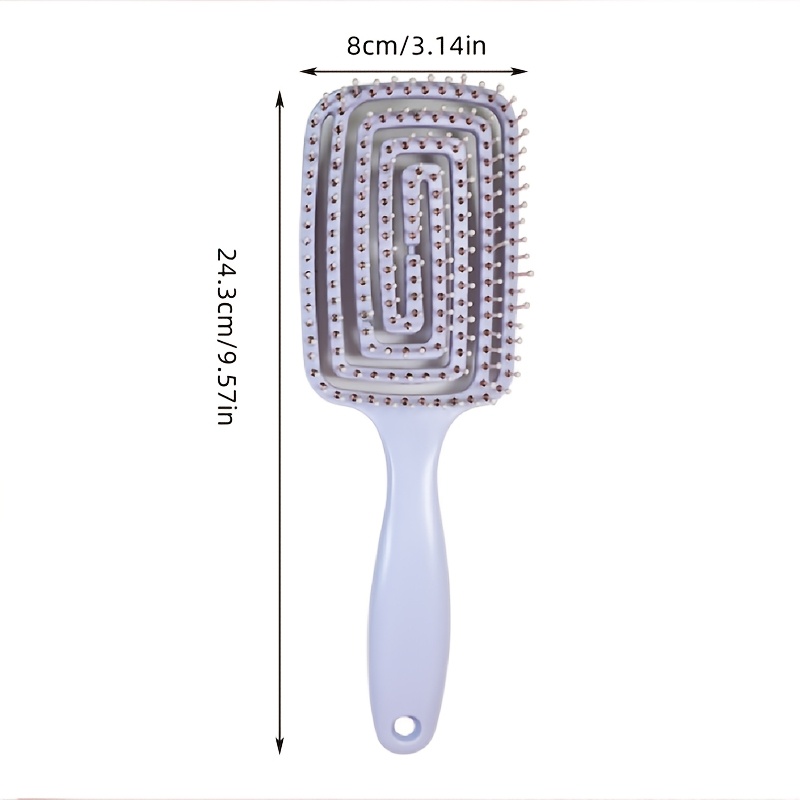 1pc 大号弯曲蓬松发梳-头皮按摩与经络气表设计，适用于所有发型 和个人护理工具