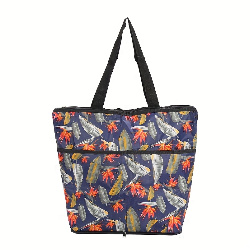 1pc 可重复使用购物袋-可折叠和可洗，带手柄大容量购物袋，轻便储存适用于厨房、购物和旅 游，日常使用