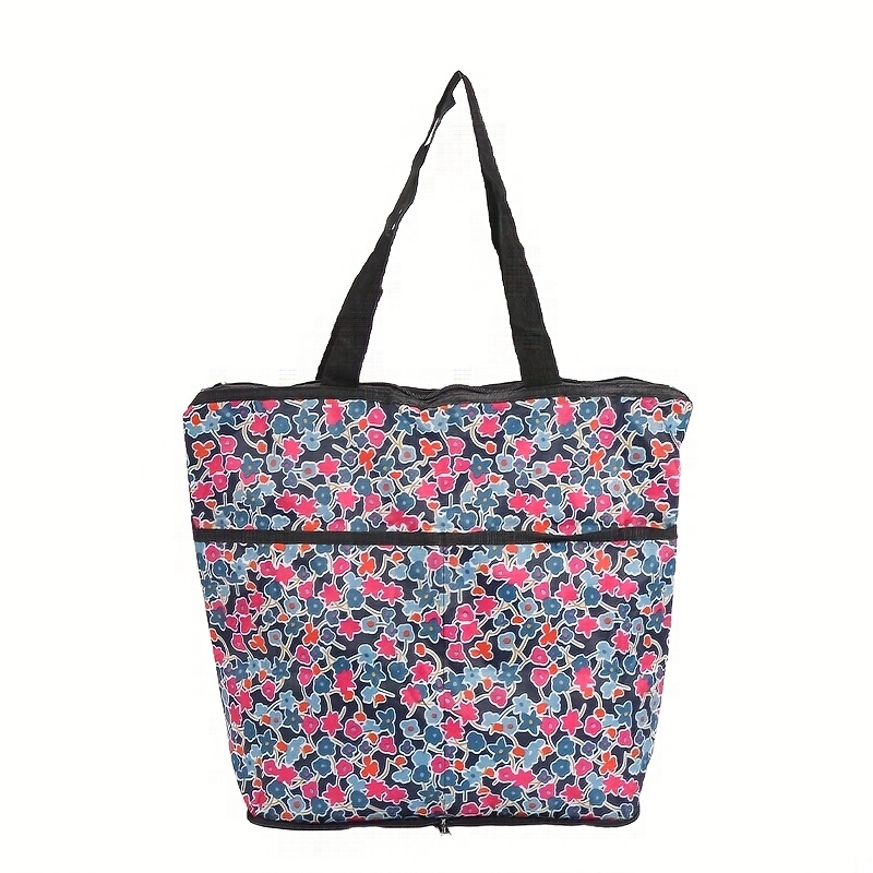 1pc reusable shopping bag-foldable and washable, large capacity shopping bag with handle, portable storage suitable for kitchen, shopping and tourism, daily use