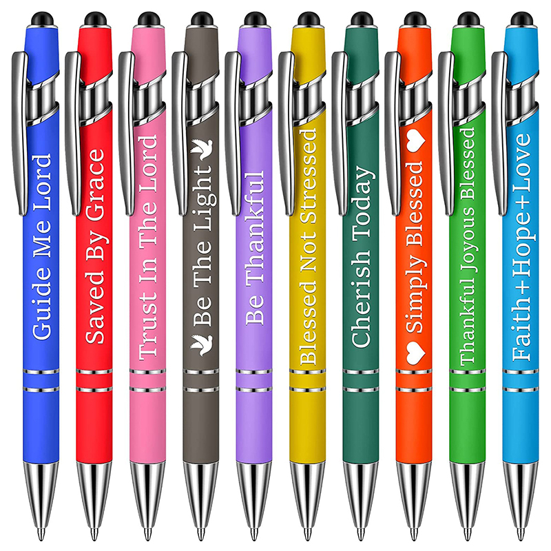 10支一套多色信仰励志圆珠笔套装 适用于宗教活动纪念、励志礼品赠送、日常办公书写 多样励志文字 + 缤纷色彩 书写与精神激励双重满足