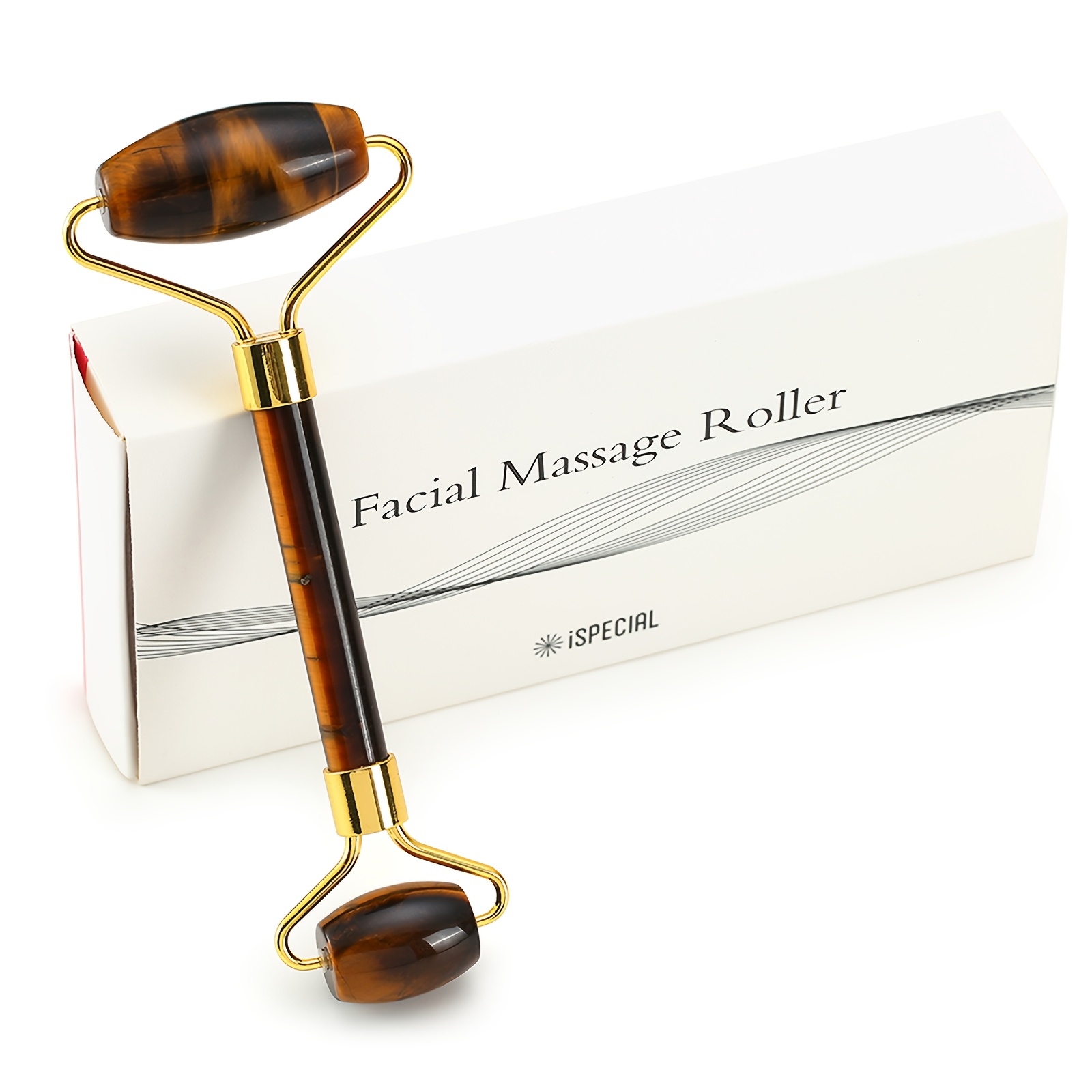 1件面部按摩滚轮 适用于节日精致送礼、个人日常面部舒缓、护肤爱好者按摩护理 天然玉石材质 为肌肤带来放松与焕活的美容工具