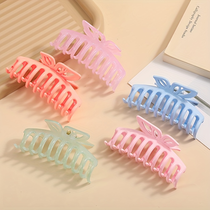 5/6pcs时尚磨砂叶子和蝴蝶发夹，高端复古风后脑勺发夹，优雅气质发饰，适合日常佩载