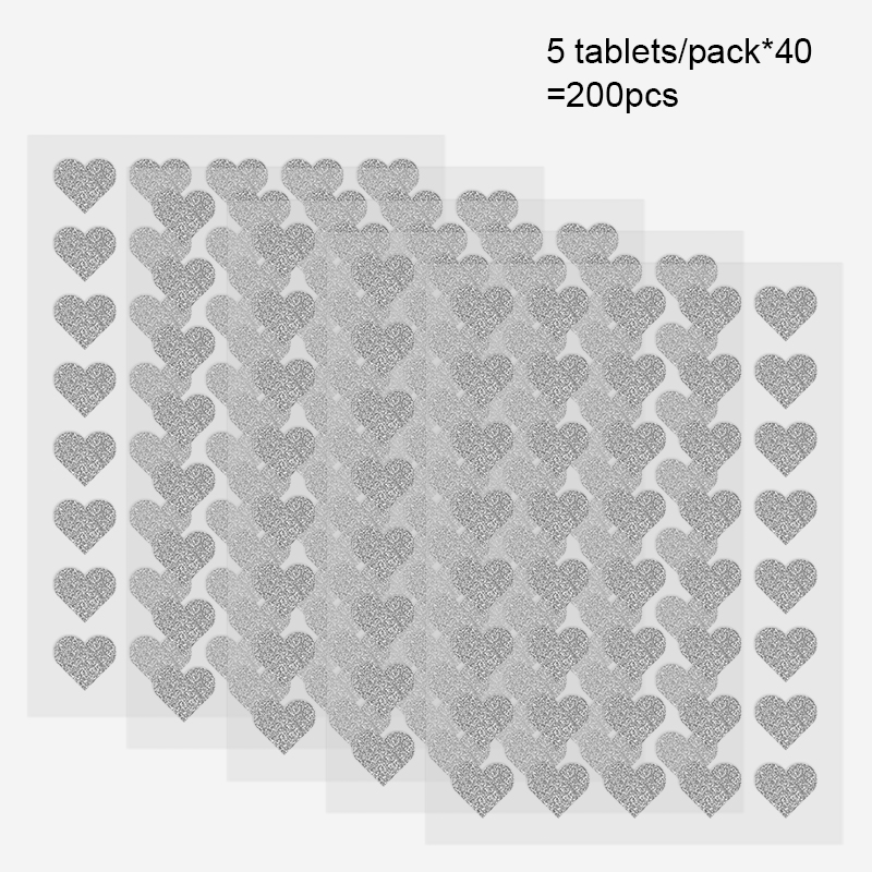 120PCs/200PCs/300PCs multi-specification gold and silver flash powder model sticker set used for handmade DIY holiday decoration hand account creation Star round love multi-model flash powder texture lighting creative works