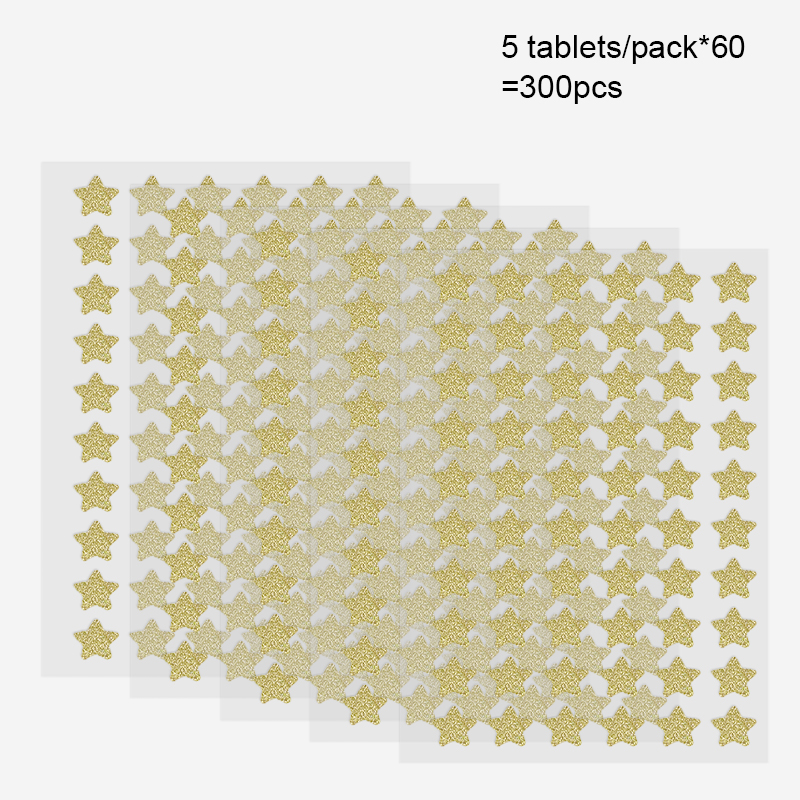 120PCs/200PCs/300PCs multi-specification gold and silver flash powder model sticker set used for handmade DIY holiday decoration hand account creation Star round love multi-model flash powder texture lighting creative works