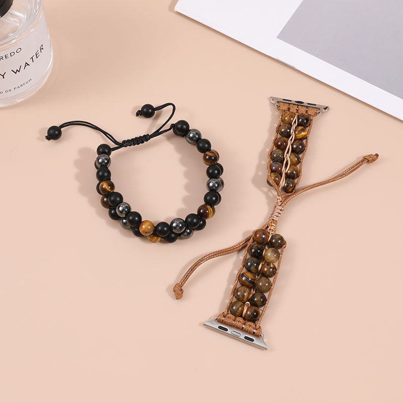 1 piece of natural stone beaded bracelet hand-woven colored stone strap set is suitable for daily personal wear and match, niche accessories collection hand-designed natural stone elements create unique taste of trendy accessories combination
