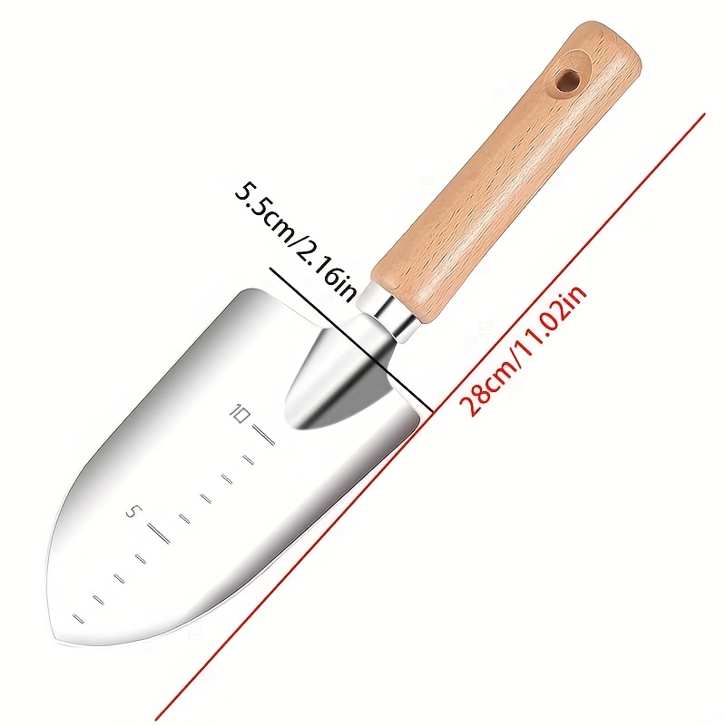1 piece of stainless steel wooden handle gardening shovel is suitable for home gardening management, succulent plant planting, outdoor gardening work, solid and durable ergonomic wooden handle is a necessary tool to save time and labor for gardening planting