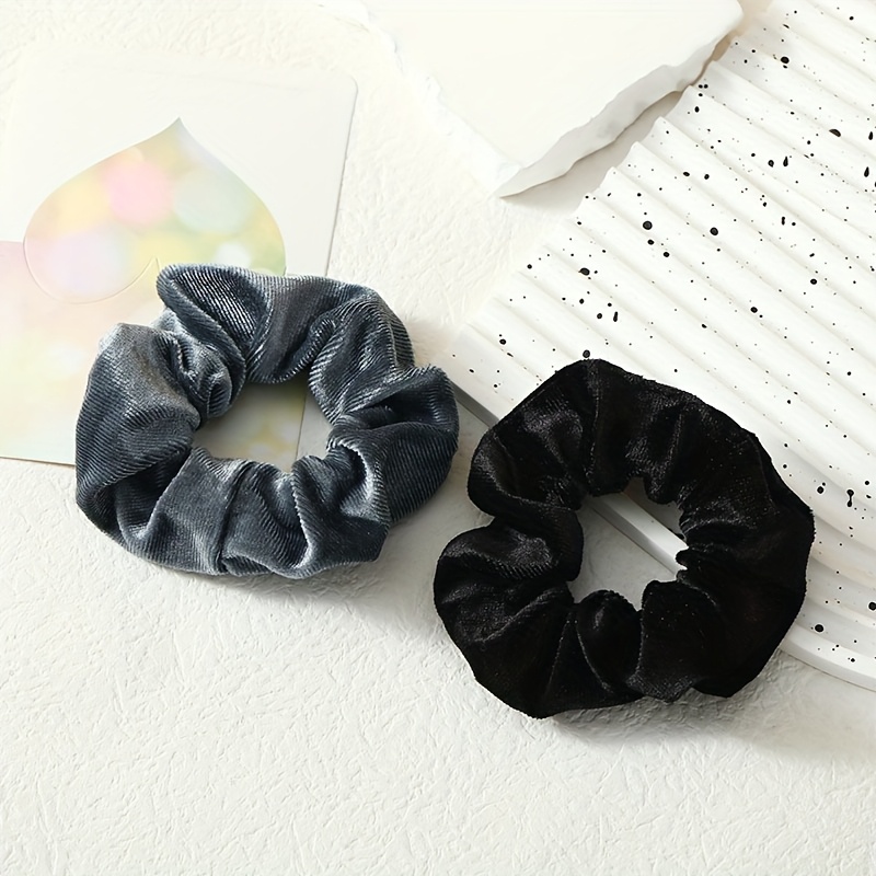2件丝绒大肠发圈 适用于日常复古风穿搭 & 通勤束发 高级绒面质感 打造优雅随性发型配饰