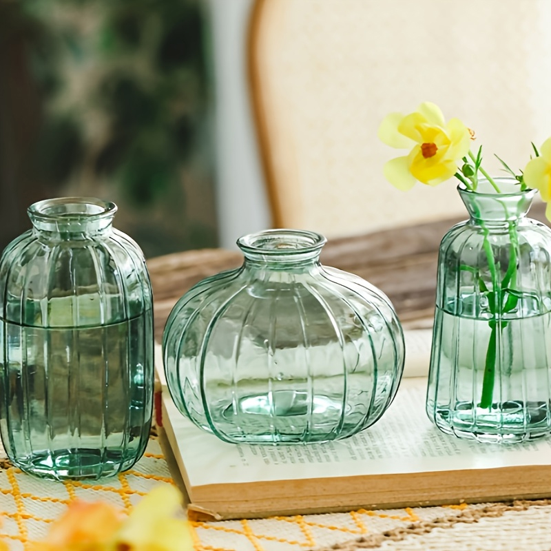 3 pieces 1 set of artistic glass vase combination is suitable for home decoration & floriculture creation multi-shape multi-color series to create elegant flower arrangement scene for living room and dining table