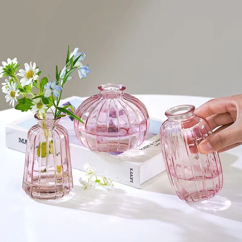 3 pieces 1 set of artistic glass vase combination is suitable for home decoration & floriculture creation multi-shape multi-color series to create elegant flower arrangement scene for living room and dining table