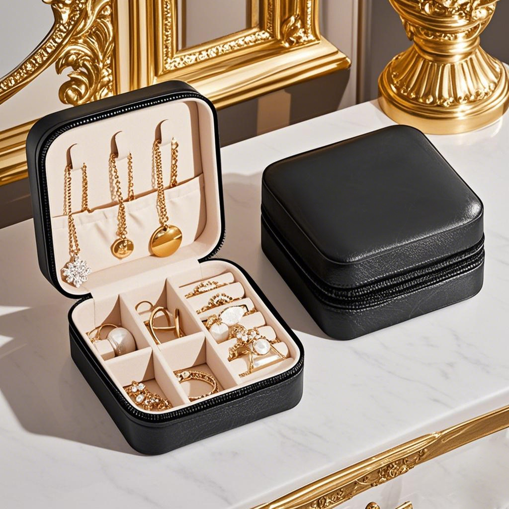 1 piece of black light luxury jewelry storage box is suitable for jewelry collection & gift partition design portable easy-to-wear jewelry arrangement orderly and stylish
