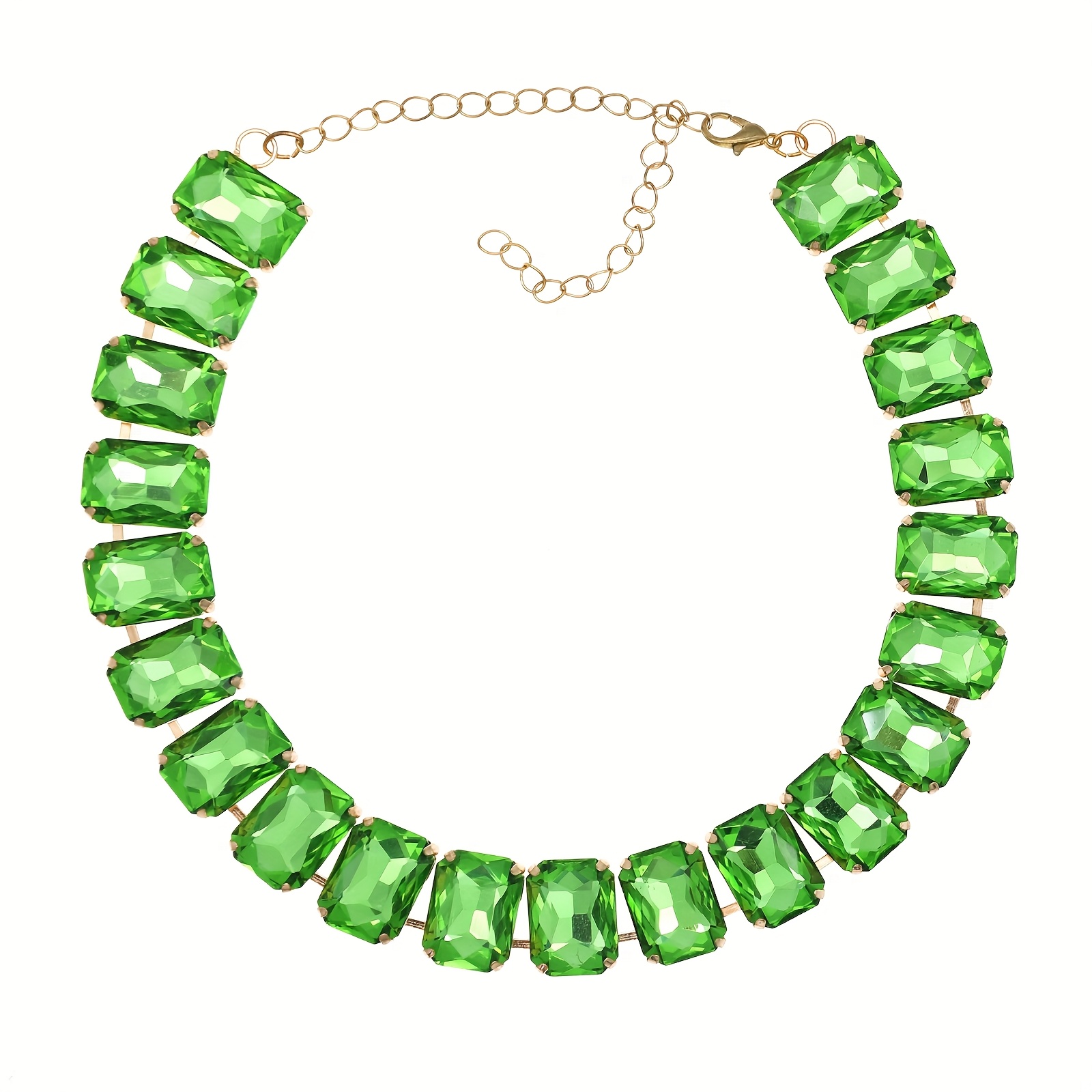 1件多色可选宝石方块项链 适用于极简轻奢风 日常通勤 & 晚宴百搭高级颈饰  轻奢小众设计感颈链 复古风穿搭点睛配饰