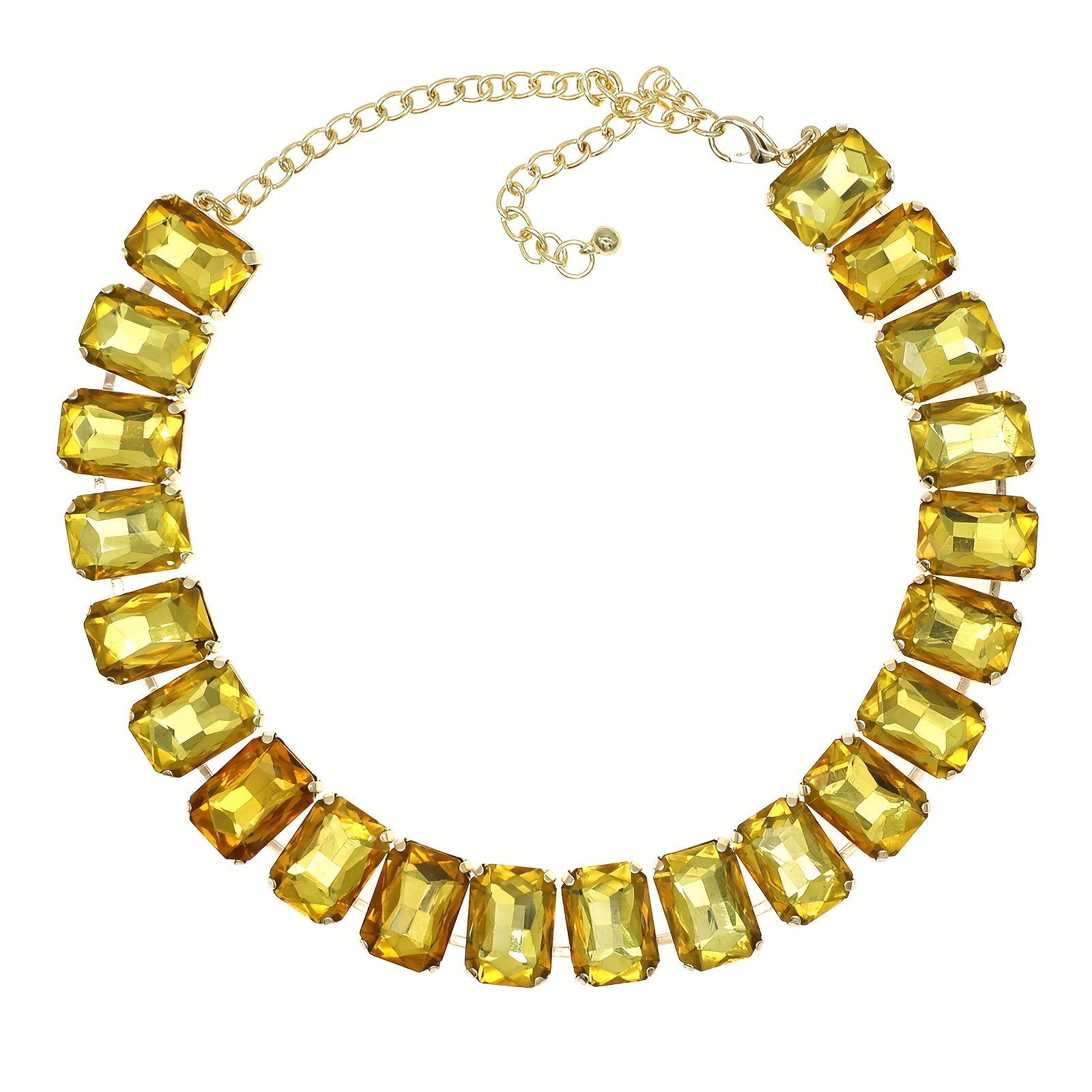 1 Multi-color optional gem square necklace suitable for minimalist light Luxury Daily Commuter & dinner all-match advanced necklace light luxury niche design necklace retro style wearing finishing accessories