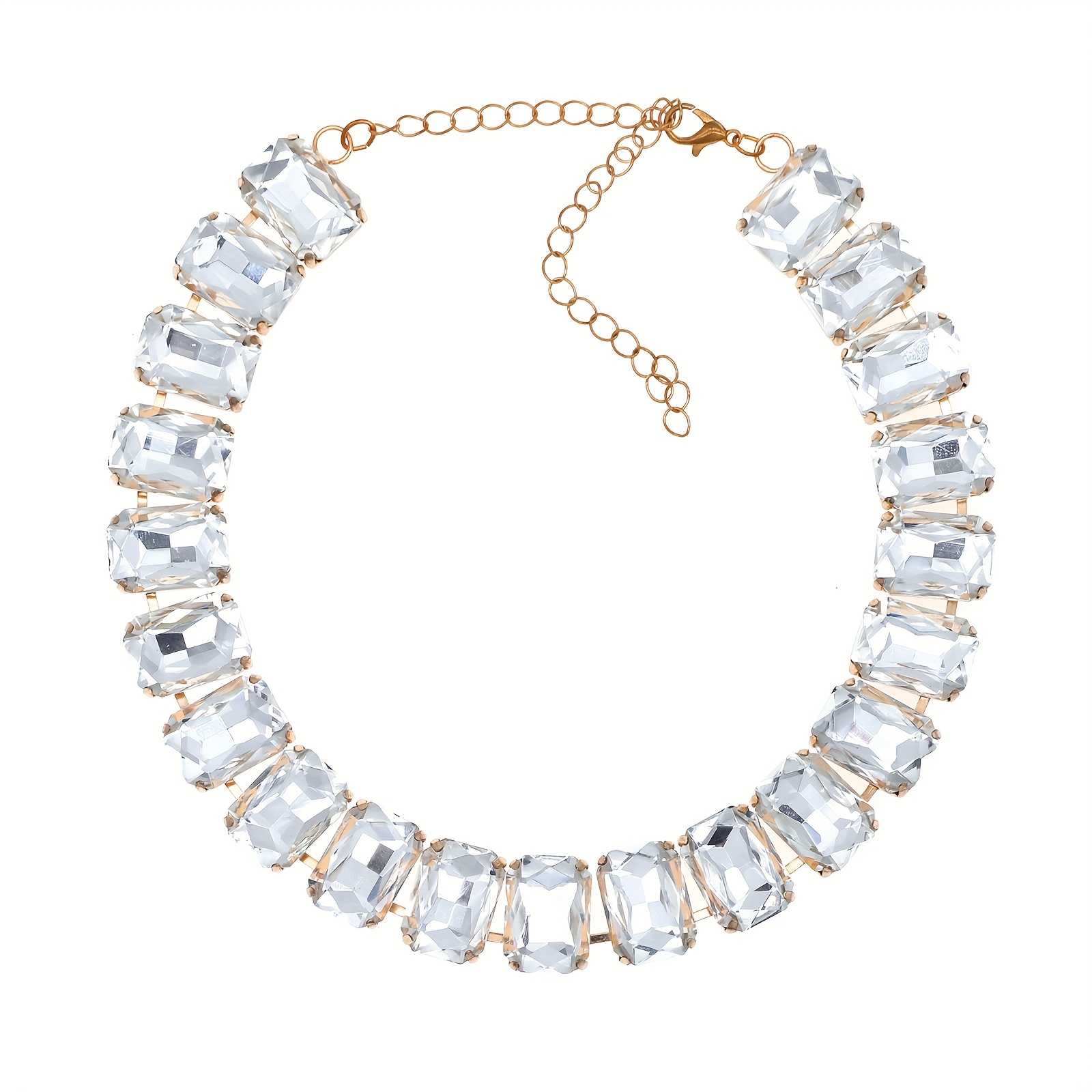 1 Multi-color optional gem square necklace suitable for minimalist light Luxury Daily Commuter & dinner all-match advanced necklace light luxury niche design necklace retro style wearing finishing accessories