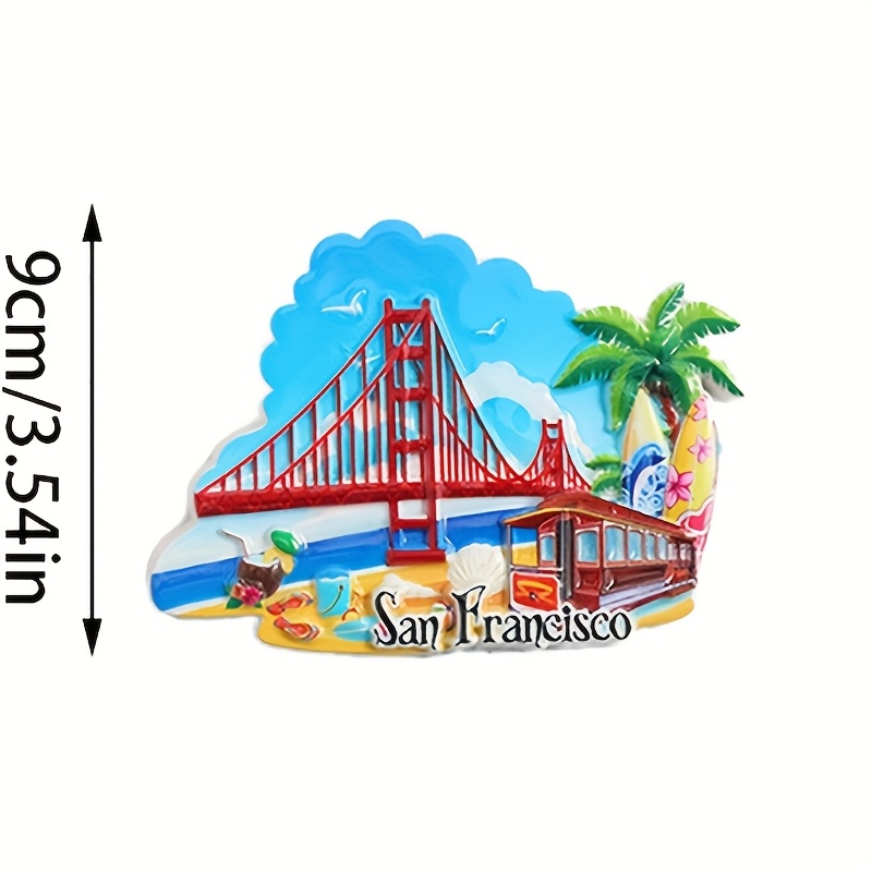 1pc城市旅游纪念品冰箱贴，手工彩绘3D磁铁，城市冰箱贴，用于卧室厨房冰箱装饰，节日送好 朋友家人的礼物