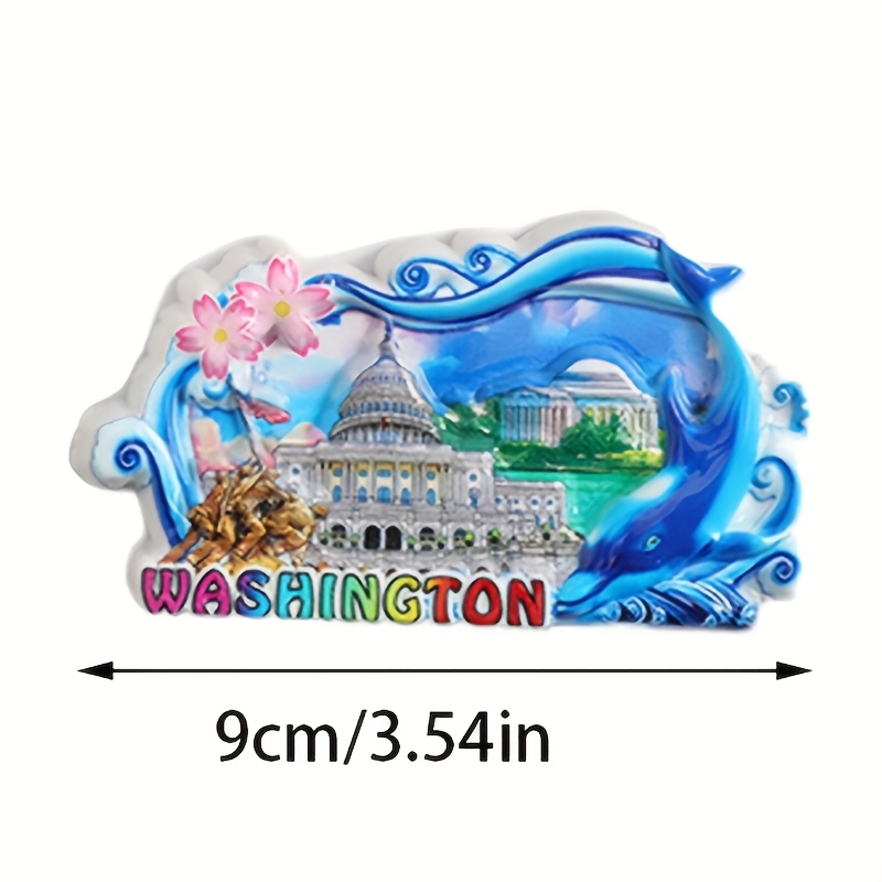 建筑标志的 3D 冰箱贴纸，树脂材质的旅行纪念品，适合厨房装饰，适合圣诞节、万圣节、复活节、感恩节和独立日