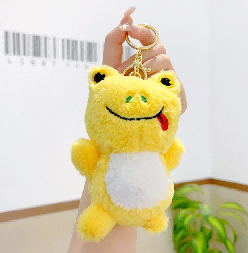 1pc钥匙扣挂件微笑小青蛙淘气斜眼鸡包包毛绒挂件小巧便携小挂件