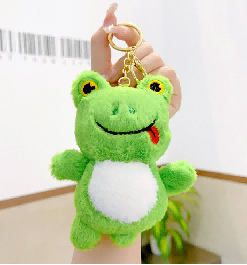 1pc钥匙扣挂件微笑小青蛙淘气斜眼鸡包包毛绒挂件小巧便携小挂件