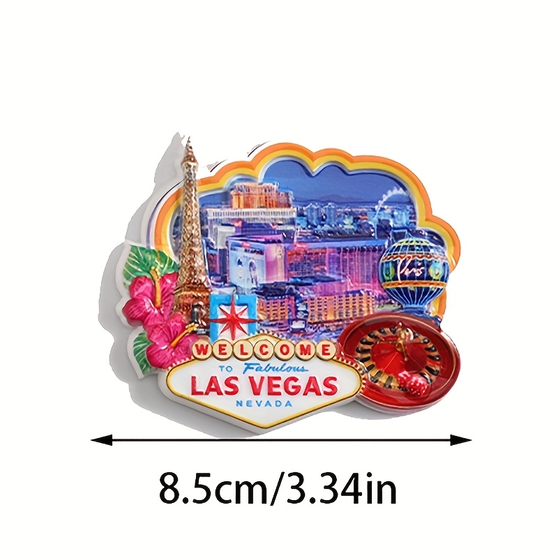拉斯维加斯标志冰箱贴装饰，手工制作3D树脂纪念品， ，适合家居装饰和送家人朋友的最佳礼物