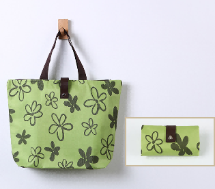 1pc女士手提y购物袋防水防潮可折叠便携式大容量强承重力印花布袋环保袋旅行包