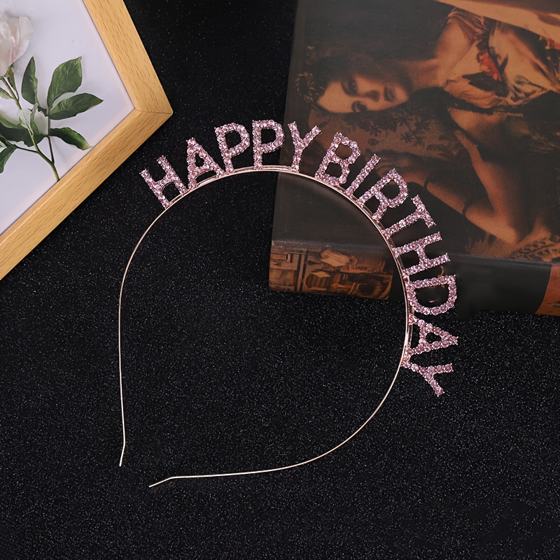 1-piece set of birthday headband shiny rhinestone ornament birthday crown birthday metal hair band Happy Birthday party women's hair accessories gift