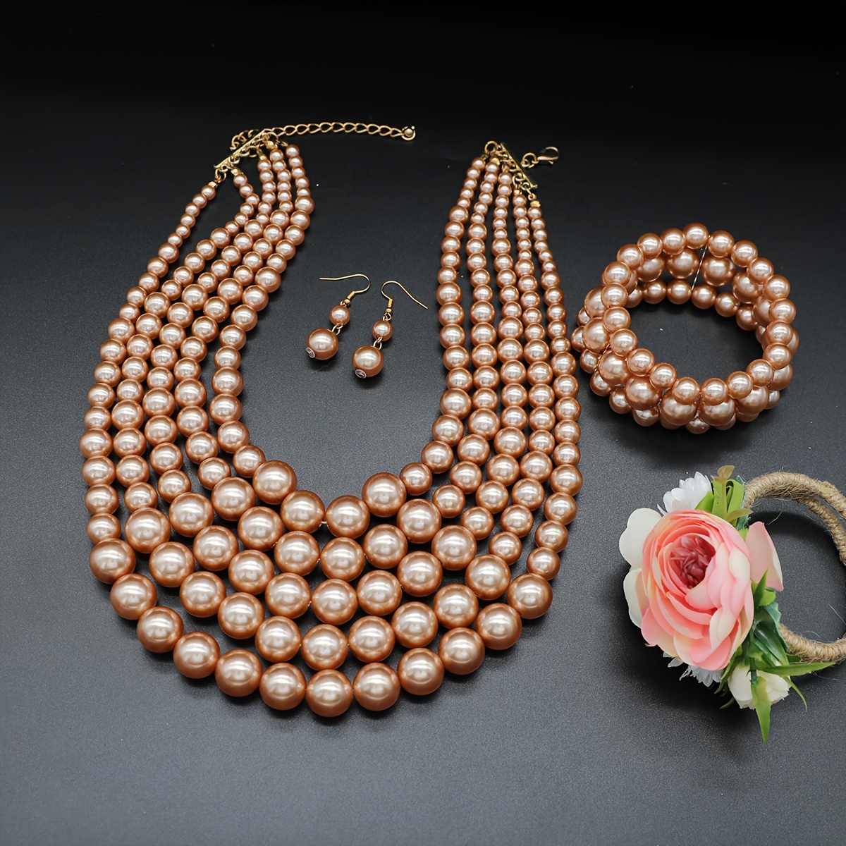 3件一套复古珍珠首饰套装 轻奢多层设计 适用于晚宴婚礼 复古风穿搭 气场全开 高级感小众配饰