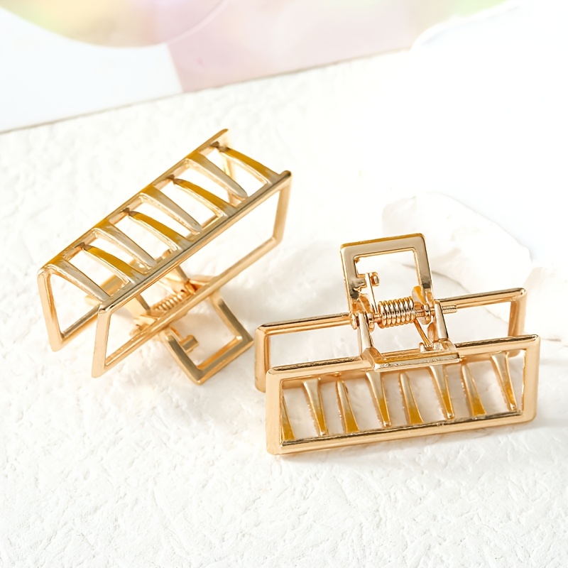 1pc女士发颌夹防滑发爪夹优雅简约金属镂空发夹纯色抓发夹时尚日常优雅简约强力发卡夹持发夹发饰