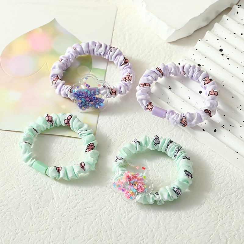 4PCs women's hair accessories set simple high elastic hair ring casual ponytail hair rope cute hair band holiday gift decoration