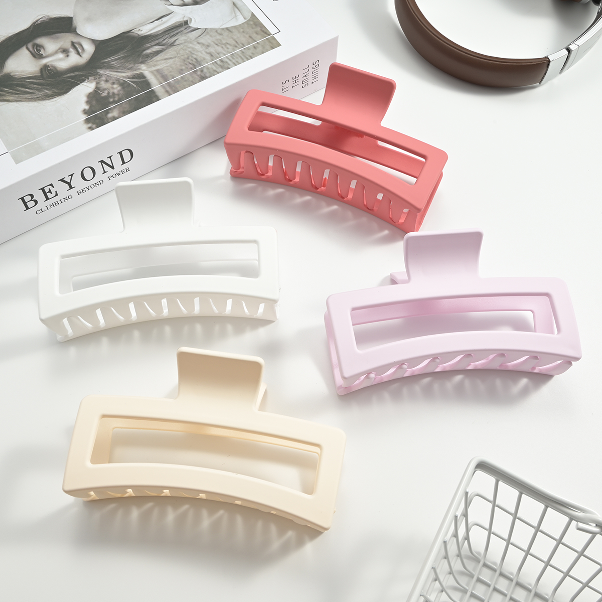 4PCS light color super large hair quantity frosted clip women's back spoon plate hair square shark clip hair accessories simple all-match hair clip hair accessories