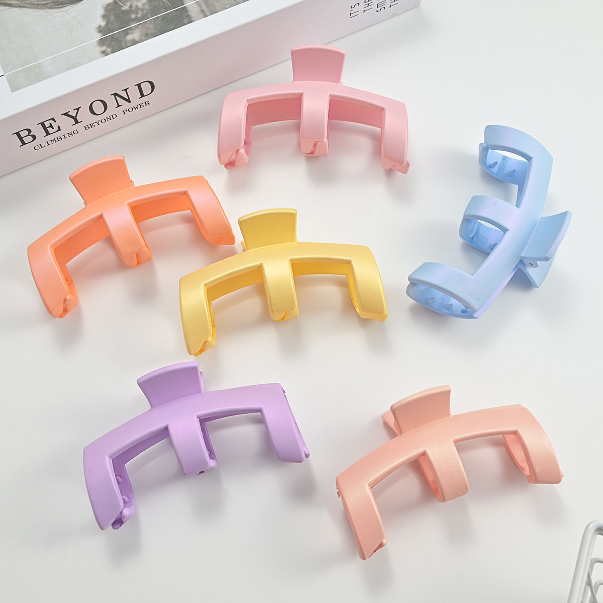 6pcs新款山型抓夹半扎发夹优雅风发卡女孩纯色塑料发夹韩版饰品