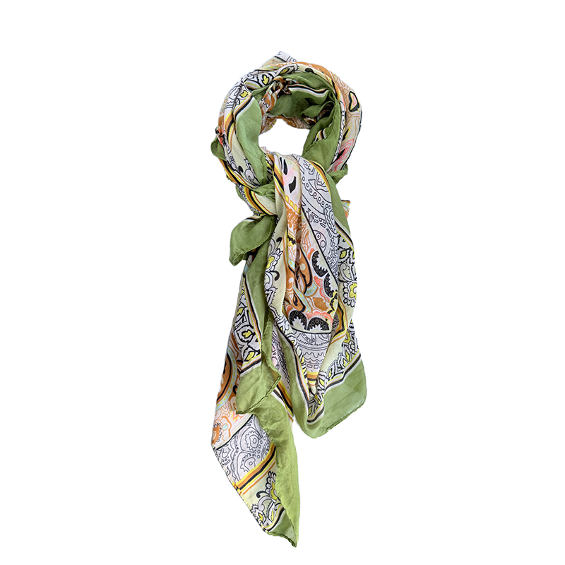 1 piece of retro paisley pattern green scarf, suitable for spring and autumn retro style wear, light Luxury Daily style, artistic sense accessories style upgrade all-match item