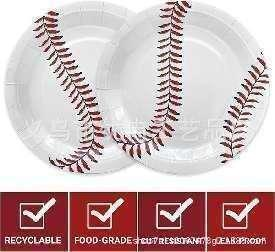 16pcs 运动球类主题一次性纸盘桌布纸巾节日生日派对装饰布置用品