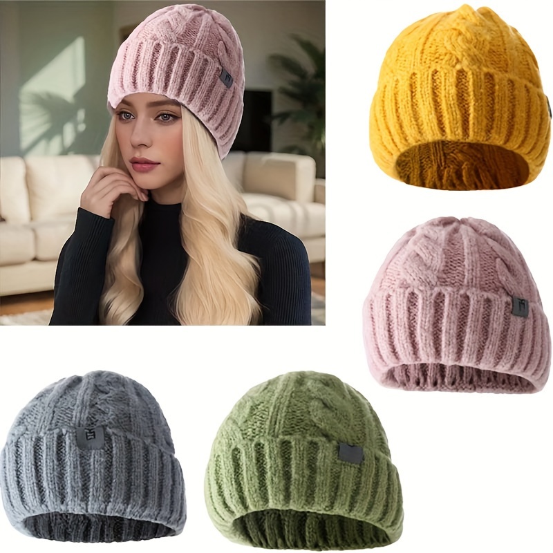 1件多色麻花针织保暖帽 适用于冬季日常出街、通勤保暖、休闲风格穿搭 柔软针织 + 多色可选 为冬日造型增添温暖与时尚感的百搭单品