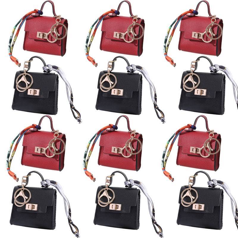 迷你包钥匙扣 丝巾绑带 + 金属扣设计 小众高级感包挂配饰