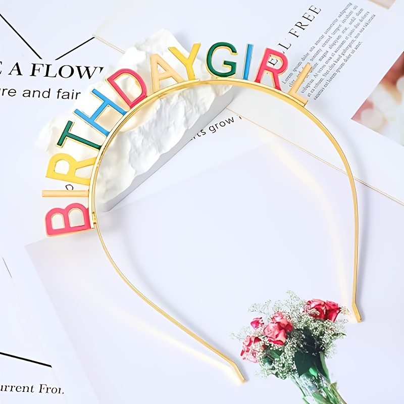 1pc 生日派对发箍 Birthday Girl 滴油彩色字母生日皇冠女孩头饰