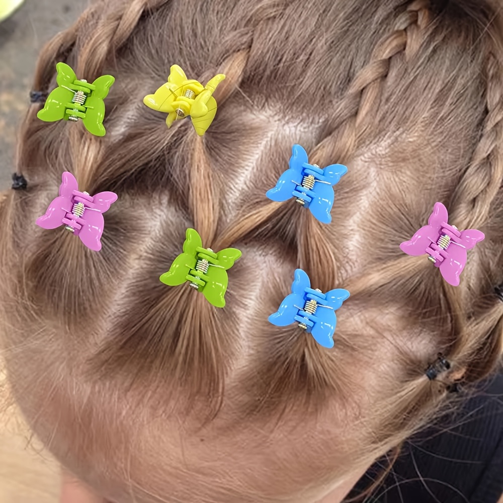 6pc彩色蝴蝶小抓夹套装，适用于儿童编发造型、公主风发型点缀、日常可爱发饰搭配的童趣百搭发夹