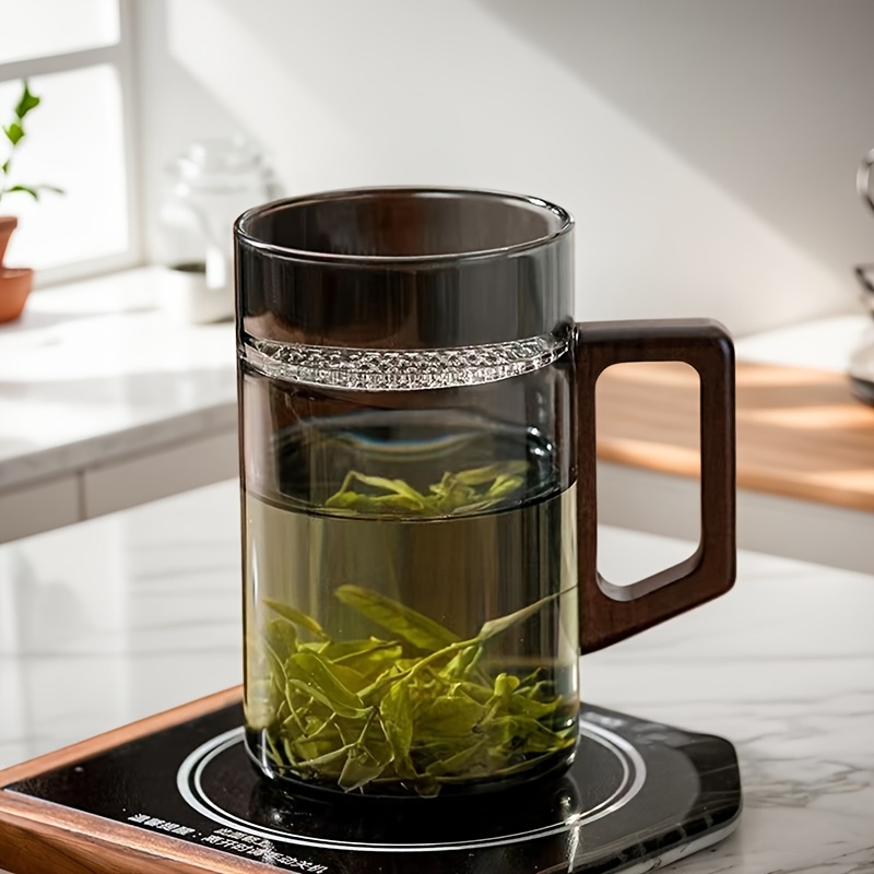 月牙公道杯泡茶杯 高硼硅玻璃杯茶具适用于卡布奇诺、茶、意式咖啡、拿铁、热饮，耐用玻璃器皿，女士生日礼物的理想选择