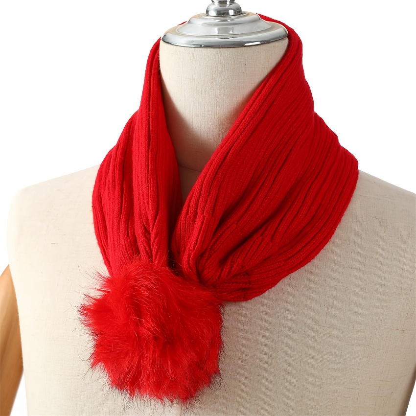 一顶毛球装饰的时尚无性别针织毛线帽-100%腈纶材质冬季保暖帽，弹性合适，适合圣诞节室内外使用