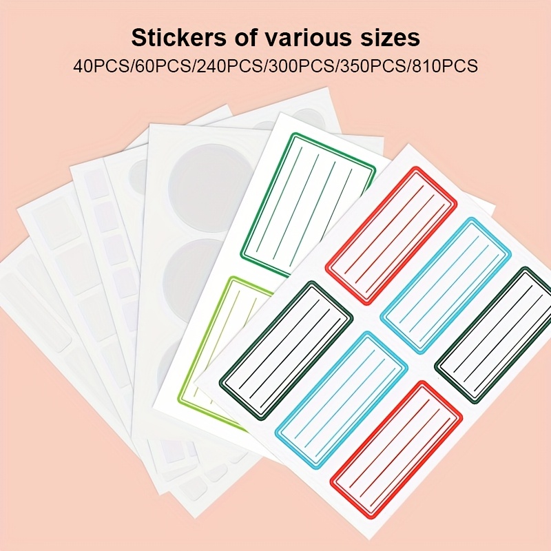 40pcs/60pcs/240pcs/300pcs/350pcs/810pcs多规格多种形状贴纸编码标签波尔卡圆点标签贴纸适用于办公室、教室、纸张等