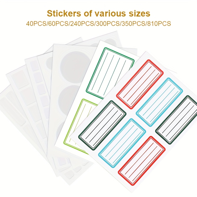 810pcs/350pcs/300pcs/240pcs/60pcs/40pcs多规格多种形状贴纸编码标签波尔卡圆点标签贴纸适用于办公室、教室、纸张等