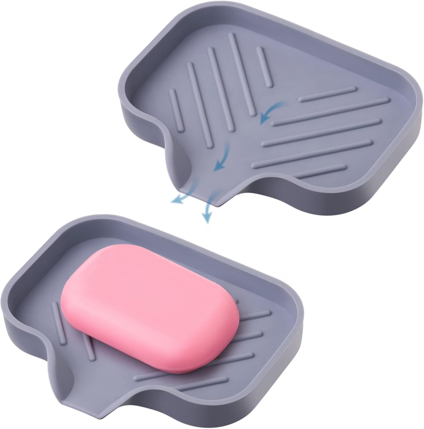 2 件硅胶洗碗盘支架 - 防滑排水托盘