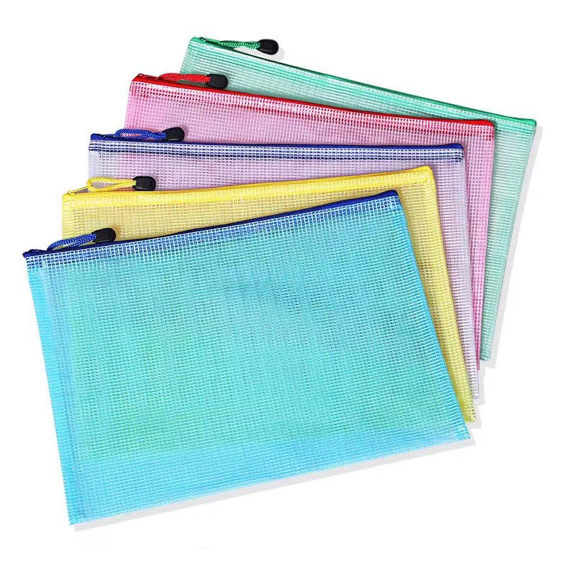 10 zipper mesh bags, suitable for school office supplies, puzzles and games, travel supplies, waterproof zipper bags for sorting items