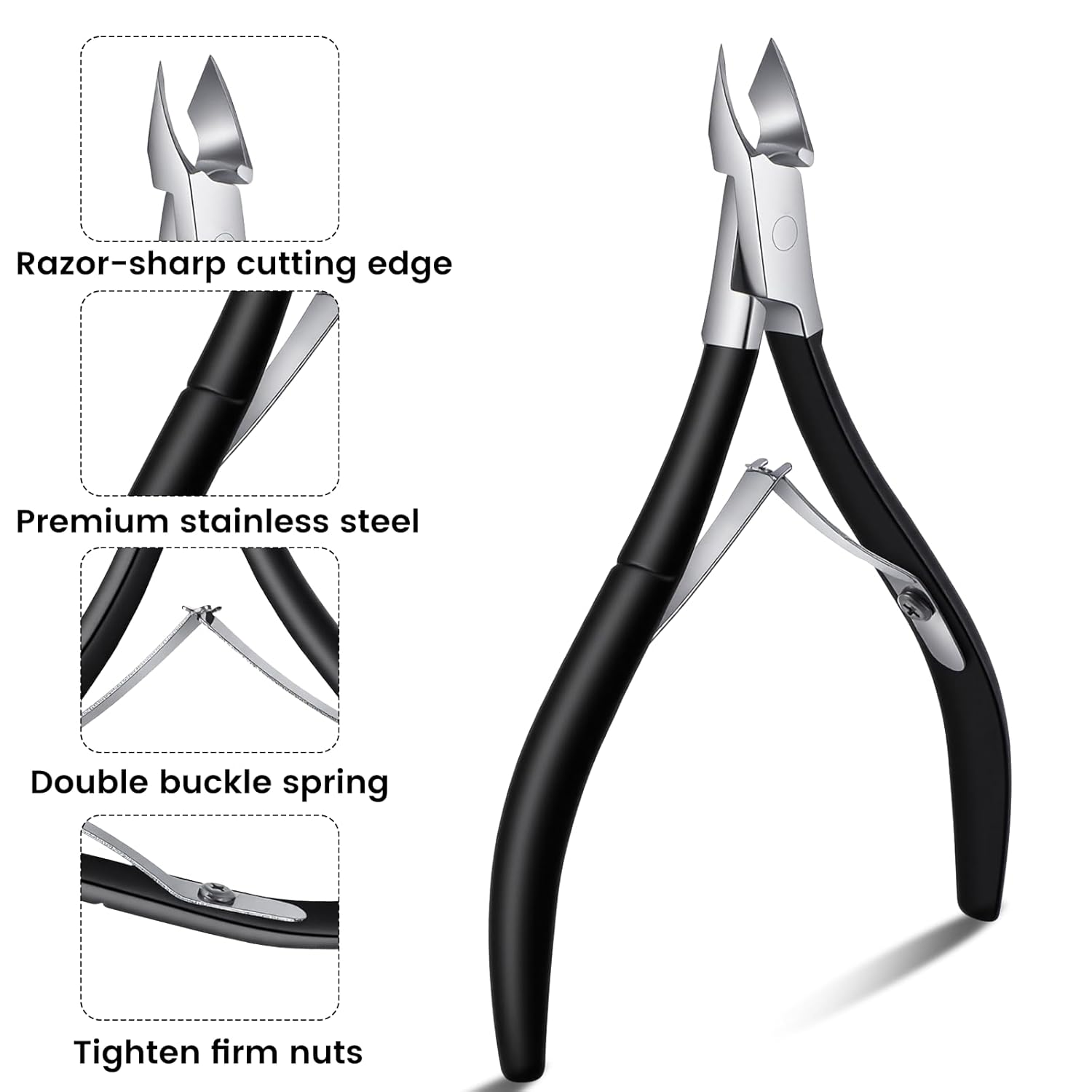 1 件不锈钢指甲钳，精密美甲和美足工具，单件死皮去除器，多功能死皮修剪钳