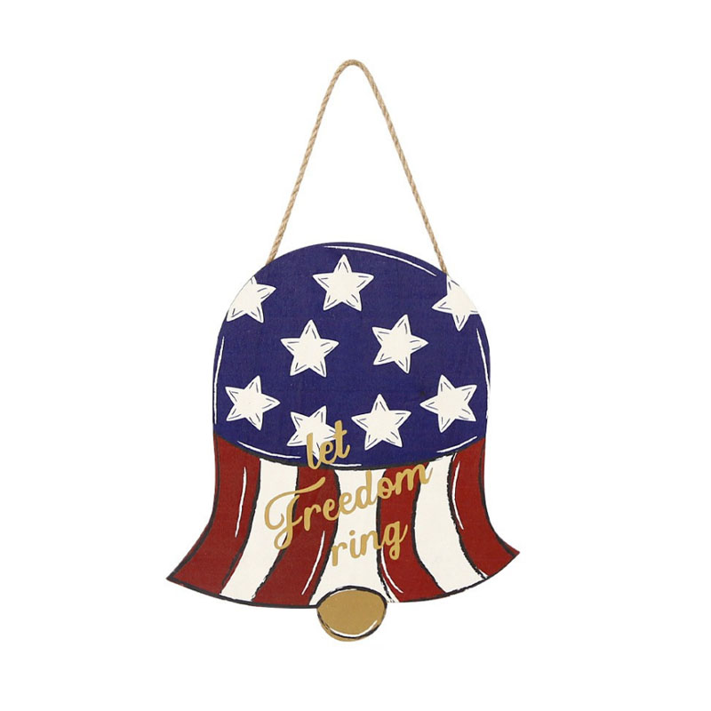 A decorative wooden tag with the theme of independence day of the United States, holiday home decoration props Welcome Card car star doorplate decorative pendant