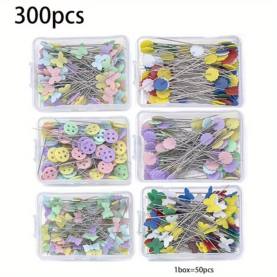 300 colored flowers and butterfly-shaped straight straight pins, suitable for marking and positioning in sewing and jewelry decoration, patchwork quilted pins, sewing accessories, suitable for manual DIY production