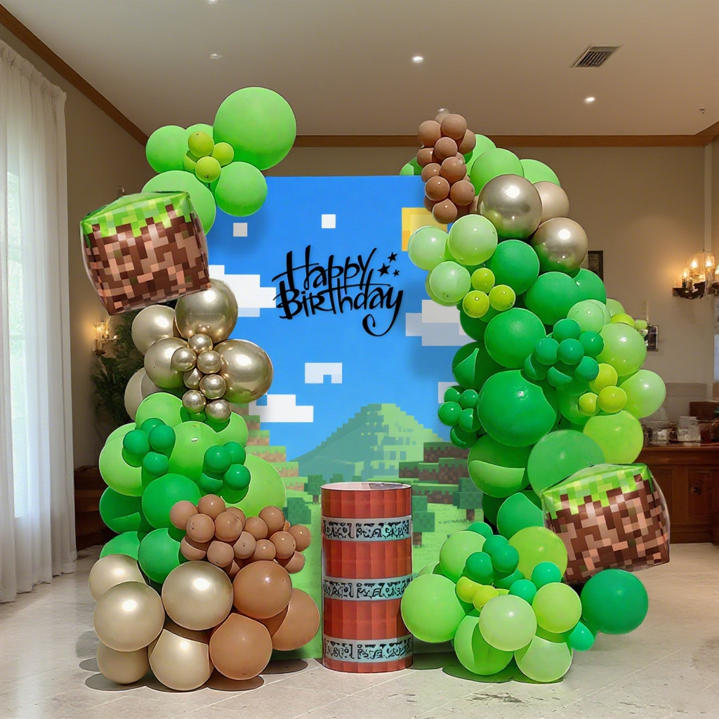 135 pieces pixel square game balloon garland arched suit